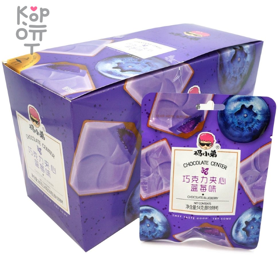 Конфеты шоколадные Jinxiyuan Food Chocolate Center - Фееричный шоколад с ягодной начинкой, со вкусом Черники, купить с доставкой на дом фото 1 &mdash; Корейские товары для всей семьи(КорОпт)