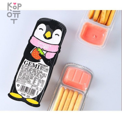 Печенье Cengreat Gemi Dipping Sauce Cookie Bars Kids Finger Biscuits - Бисквитное печенье Пингвины с нежным соусом, 28гр.