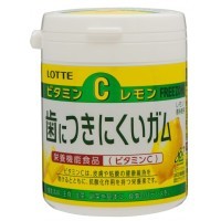LOTTE Bottle Non Sticky Gum with Vitamin C Lemon Flavor - Резинка жевательная с витамином С и лимонным вкусом, 138гр.