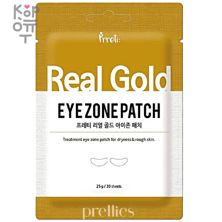 Prreti Real Eye Zone Patch - Патчи для кожи вокруг глаз 30шт., купить с доставкой на дом Патчи для глаз с экстрактом золота и гиалуроновой кислотой помогут устранить темные круги под глазами, отечности и мелкие мимические морщинки. 