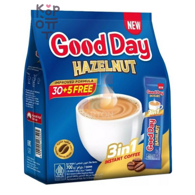 GOOD DAY — Кофе растворимый 3в1 Лесной орех 20 г × 35 шт., коробка 12 шт.