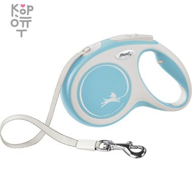 flexi рулетка NEW LINE Comfort M (до 25 кг) лента 5 м серый/голубой — Корейские товары для всей семьи(КорОпт)