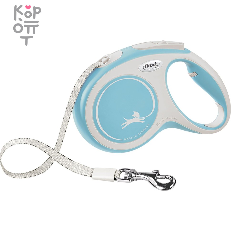 flexi рулетка NEW LINE Comfort M (до 25 кг) лента 5 м серый/голубой, купить с доставкой на дом фото 1 — Корейские товары для всей семьи(КорОпт)