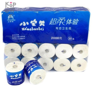 Xiaobaobei - Туалетная бумага &quot;Семейная&quot;, узкая втулка, 4-х слойная, с перфорацией, 28,8м., 240 листов, 10 рулонов в спайке — Корейские товары для всей семьи(КорОпт)