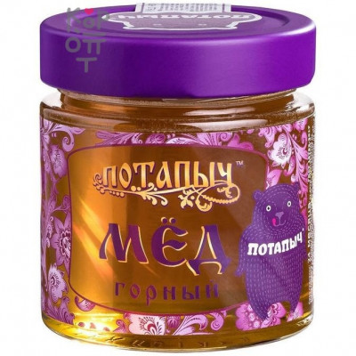 Мёд натуральный горный, стекл. б., Потапычъ, 250 г