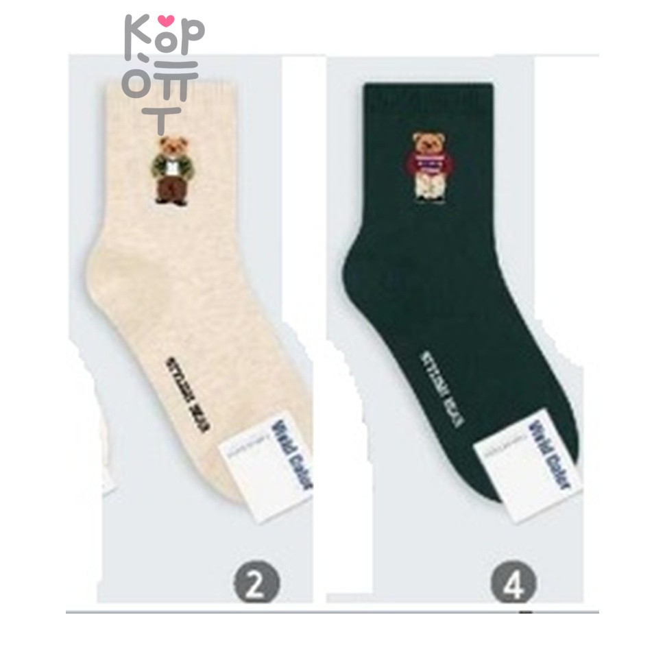 Kikiya Socks - Носки женские высокие с мишкой, размер 23-25.