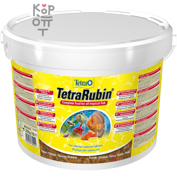 TetraRubin корм в хлопьях для улучшения окраса всех видов рыб 10л. (ведро)