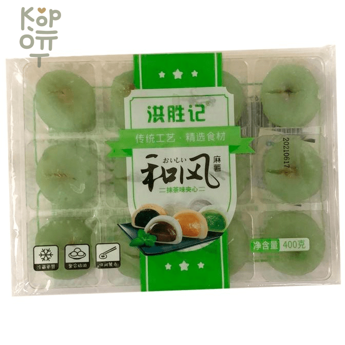 Моти со вкусом матчи Hong Shengji Jixiang Mochi, 400гр.  , купить с доставкой на дом фото 1 &mdash; Корейские товары для всей семьи(КорОпт)