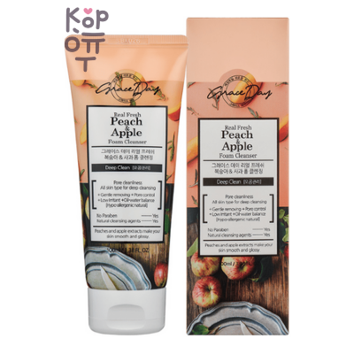 GRACE DAY REAL FRESH PEACH&amp;APPLE FOAM CLEANSER - Пенка для умывания с экстрактами персика и яблока, 100 мл