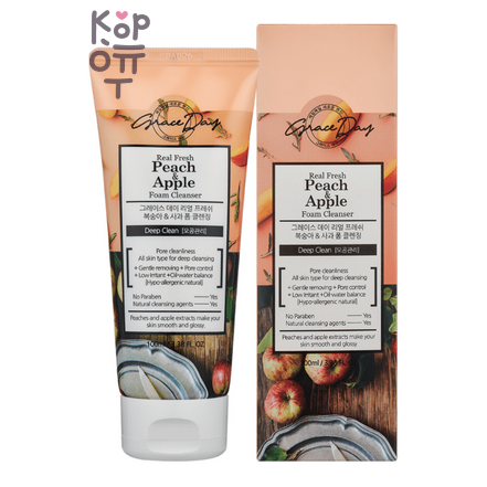 GRACE DAY REAL FRESH PEACH&APPLE FOAM CLEANSER - Пенка для умывания с экстрактами персика и яблока, 100 мл