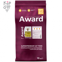 AWARD Hairball & Indoor Сухой корм для взрослых кошек для выведения шерсти с Уткой и Индейкой с добавлением Зеленой Чечевицы и Юкки Шидигера.