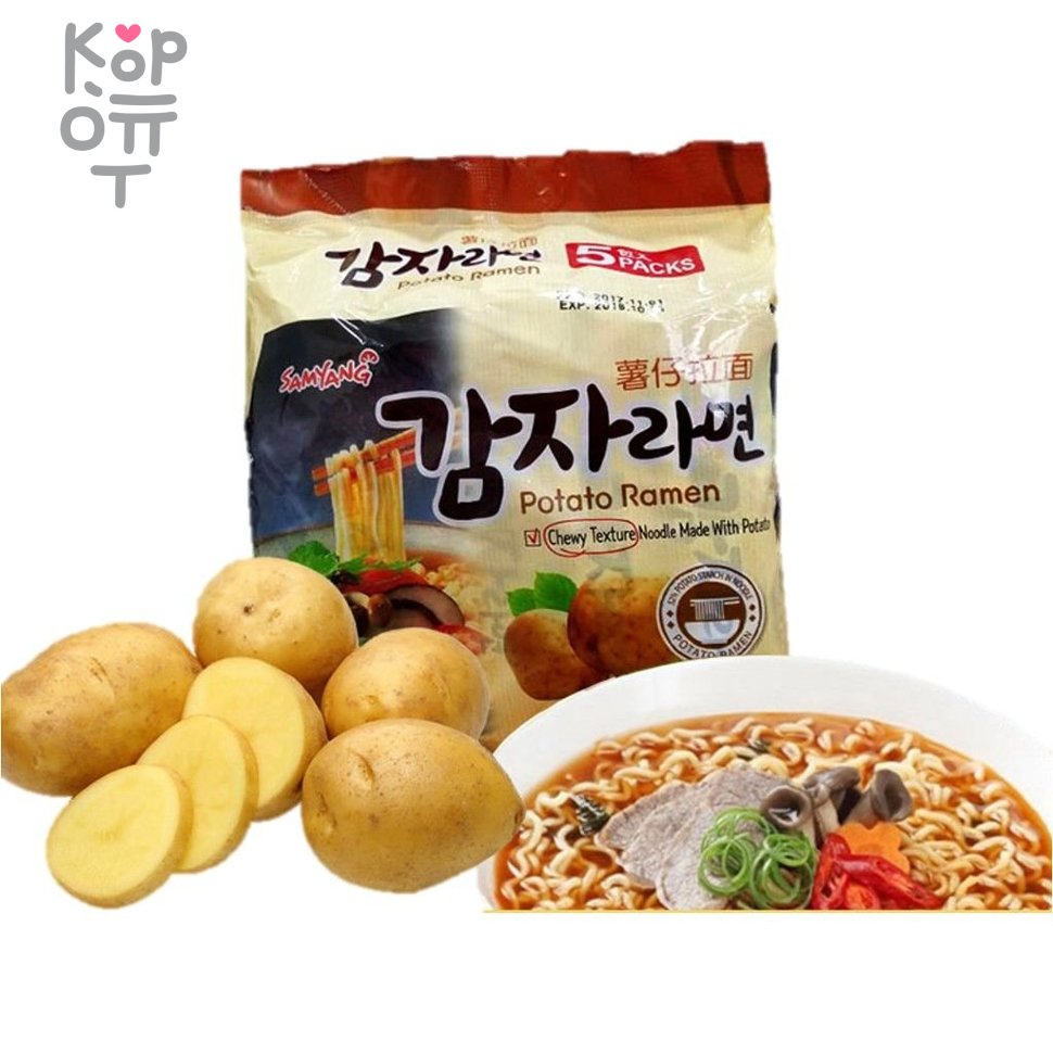 Лапша сублимированная SamYang Potato Ramen - с картофельным вкусом, 120гр.  по цене 5 046 руб. в интернет магазине Корейские товары для всей  семьи(КорОпт)