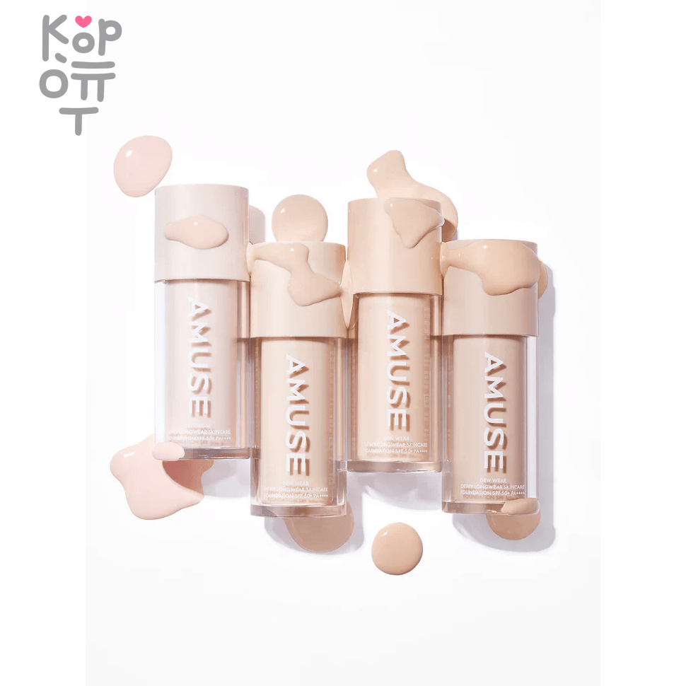 AMUSE Dew Wear Foundation SPF 50+ PA++++ - Увлажняющая тональная основа с сияющим финишем 35мл., купить с доставкой на дом фото 1 — Корейские товары для всей семьи(КорОпт)