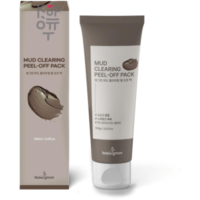 BEAUUGREEN Mud Clearing Peel-Off Pack - Очищающая маска-пленка для лица с Морскими Минералами 100мл.
