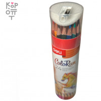 Deli ColoRun Pencil 24 set - Набор цветных треугольных карандашей в тубе с точилкой, 24 цвета
