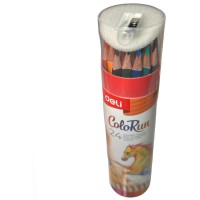 Deli ColoRun Pencil 24 set - Набор цветных треугольных карандашей в тубе с точилкой, 24 цвета