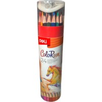 Deli ColoRun Pencil 24 set - Набор цветных треугольных карандашей в тубе с точилкой, 24 цвета