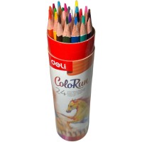 Deli ColoRun Pencil 24 set - Набор цветных треугольных карандашей в тубе с точилкой, 24 цвета