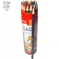 Deli ColoRun Pencil 24 set - Набор цветных треугольных карандашей в тубе с точилкой, 24 цвета