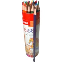 Deli ColoRun Pencil 24 set - Набор цветных треугольных карандашей в тубе с точилкой, 24 цвета