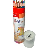 Deli ColoRun Pencil 24 set - Набор цветных треугольных карандашей в тубе с точилкой, 24 цвета