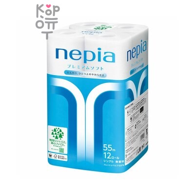 NEPIA "Premium Soft" — Однослойная туалетная бумага 55 м (12 рулонов)