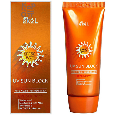 Ekel UV Sun Block SPF50/PA+++ - Солнцезащитный крем с экстрактом алоэ и витамином 70 мл