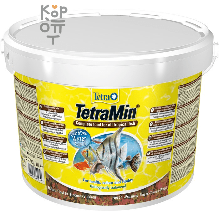 TetraMin корм для всех видов рыб в виде хлопьев 10л. (ведро)