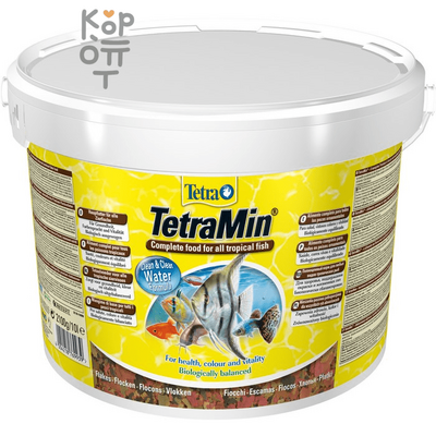 TetraMin корм для всех видов рыб в виде хлопьев 10л. (ведро)