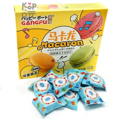 Печенье Gangfu Macaron Sandwich Biscuit - Бомбический бисквит с взрывающейся карамелью, 132гр.