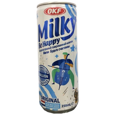 OKF — Milky Be Happy Original — Газированный молочный напиток OKF Milky Be Happy Original, 250 мл — коробка 24 шт