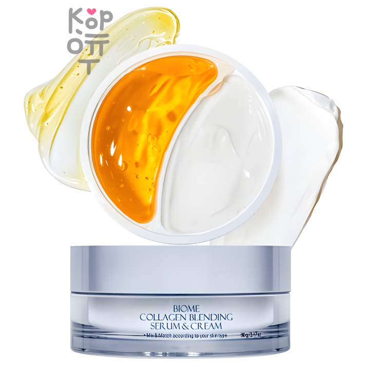 Prreti Biome Collagen Blending Serum &amp; Cream - Сыворотка и крем с Коллагеном 90гр.  Крем Prreti Biome Collagen Blending Serum & Cream — уходовое средство для регулярного использования. В КорОпт можно подобрать свежие приходы азиатской косметики с хорошим остаточным сроком годности и собрать заявку по средствам регулярного ухода.
