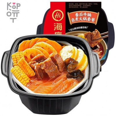 Саморазогревающаяся лапша Haidilao со вкусом говядины в томатом соусом, 365гр.