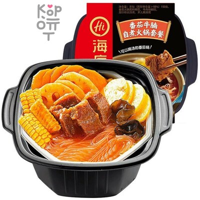Саморазогревающаяся лапша Haidilao со вкусом говядины в томатом соусом, 365гр.