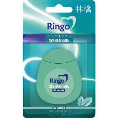 «Ringo» Зубная нить с ароматом мяты, 50 м &mdash; Корейские товары для всей семьи(КорОпт)