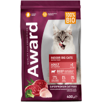 AWARD Indoor Big cats Сухой корм для взрослых домашних кошек крупных пород с Говядиной и Курицей с добавлением Брокколи и Юкки Шидигера.