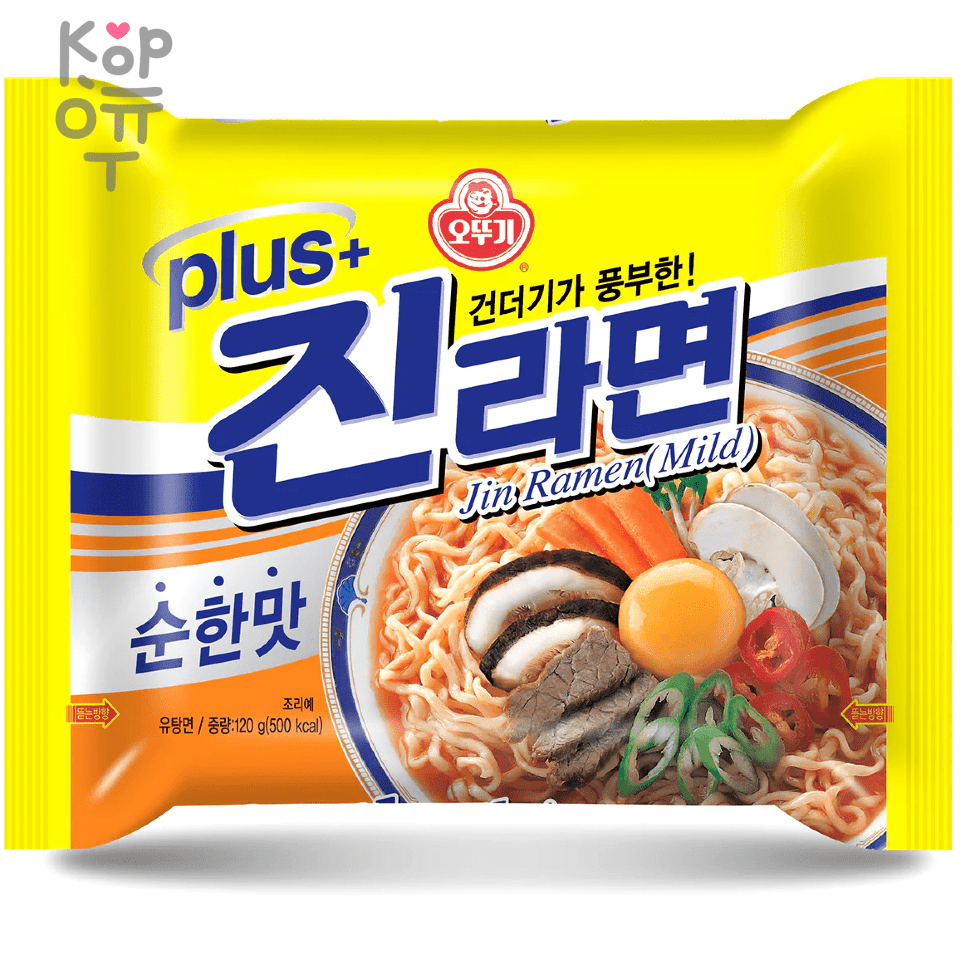 Ottogi Jin Ramen (Mild) - Лапша со вкусом грибов 120гр. по цене 101 руб. в  интернет магазине Корейские товары для всей семьи(КорОпт)