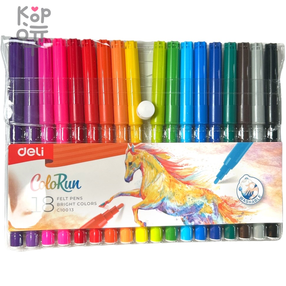 Deli ColoRun - Набор фломастеров, 18 цветов, купить с доставкой на дом фото 1 &mdash; Корейские товары для всей семьи(КорОпт)