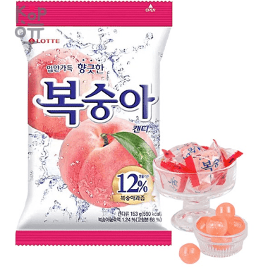 Lotte Peach Candy - Леденцовая карамель со вкусом белого Персика, 153гр. — Корейские товары для всей семьи(КорОпт)
