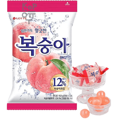 Lotte Peach Candy - Леденцовая карамель со вкусом белого Персика, 153гр.