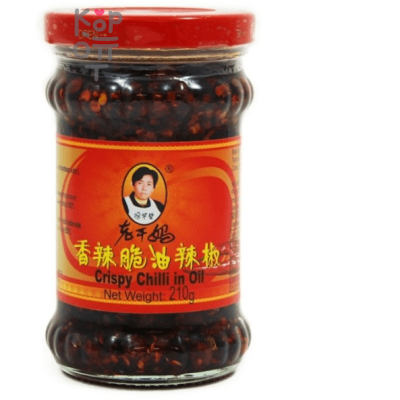 Соус острый с хрустящим перцем чили на основе растительных масел, Lao Gan Ma Spicy Chili Crisp, 210гр.