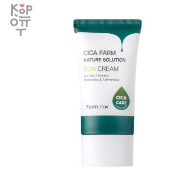 Farm Stay Cica Farm Nature Solution Sun Cream SPF50+ PA++++ Cолнцезащитный крем c центеллой азиатской, 50гр. &mdash; Корейские товары для всей семьи(КорОпт)