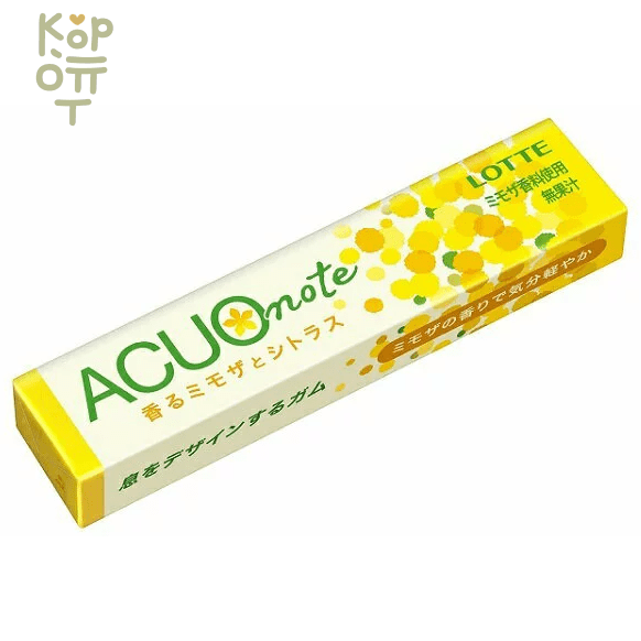Lotte ACUO note - Резинка жевательная Ароматная Мимоза и Цитрусовые, 21гр.*20шт. в блоке. , купить с доставкой на дом фото 1 — Корейские товары для всей семьи(КорОпт)