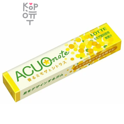 Lotte ACUO note - Резинка жевательная Ароматная Мимоза и Цитрусовые, 21гр.*20шт. в блоке. 