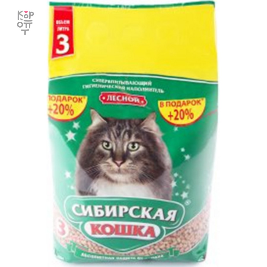 (рт-акция) — Наполнитель Сиб кошка древесный 30 кг Лесной (гр 6 мм), 3 л