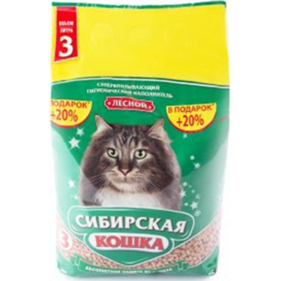 (рт-акция) — Наполнитель Сиб кошка древесный 30 кг Лесной (гр 6 мм), 3 л