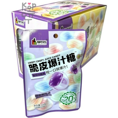 Жевательная конфета Dushike Crispy Juice Candy - с фруктовым соком Винограда в хрустящей глазури