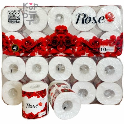 FukuroSan ROSE - Туалетная бумага, втулка, 4-х слойная, с перфорацией, 145 листов.