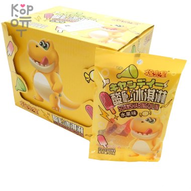 Мармелад SuanShaKongLong Желтый крокодильчик, сахарное мороженное с фруктовым вкусом &mdash; Корейские товары для всей семьи(КорОпт)