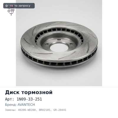 Диск тормозной 1N09-33-251 / 40206-WD200 BR0210S / GR-20441 237.6 мм AVANTECH